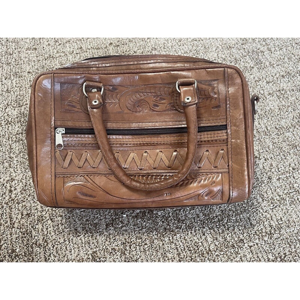 Force Ten Vintage Leather Hand Tooled Handbag